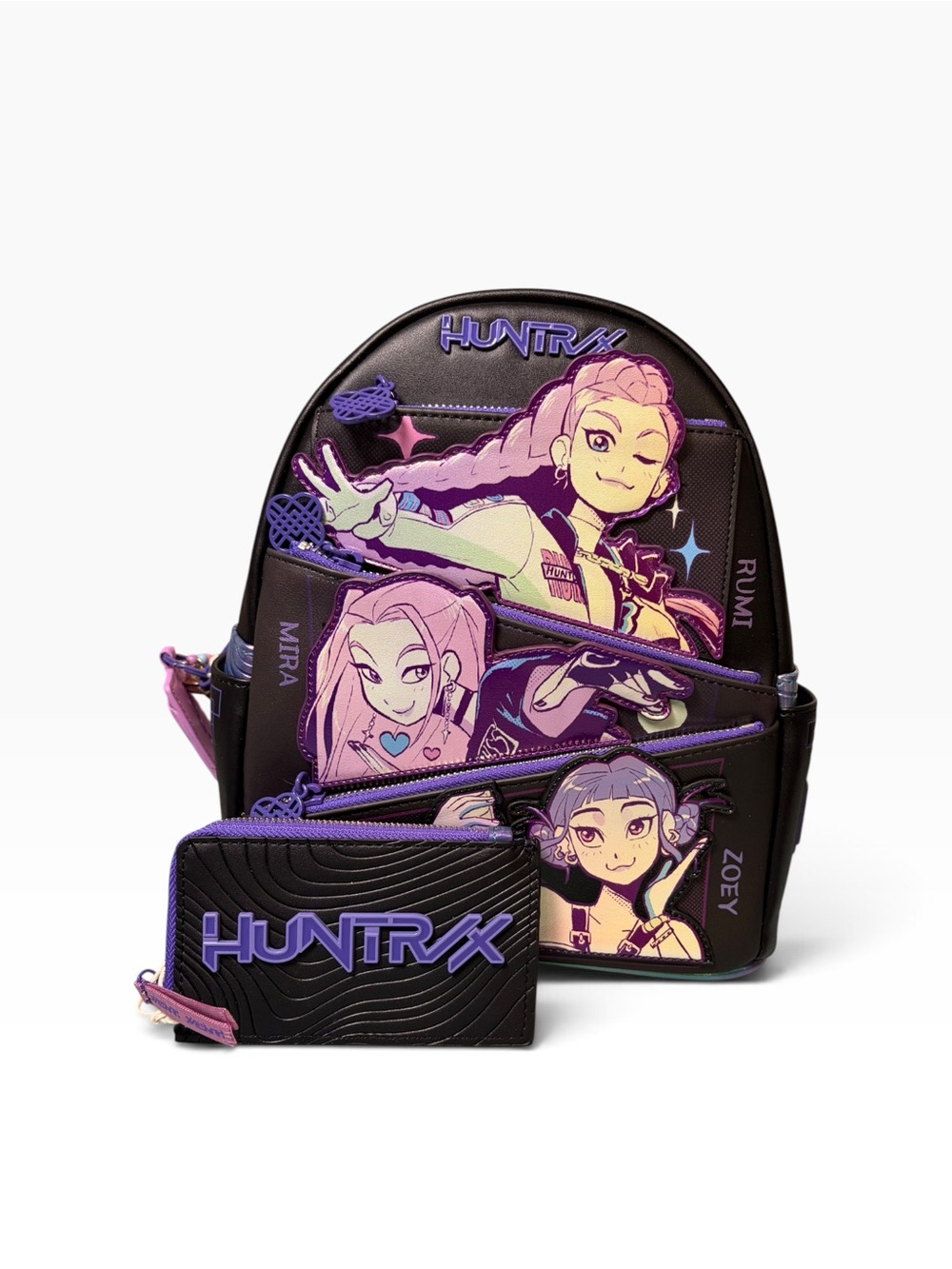 Loungefly K-Pop Demon Hunters Huntrix Mini Backpack & Wallet Set With Bag Charm